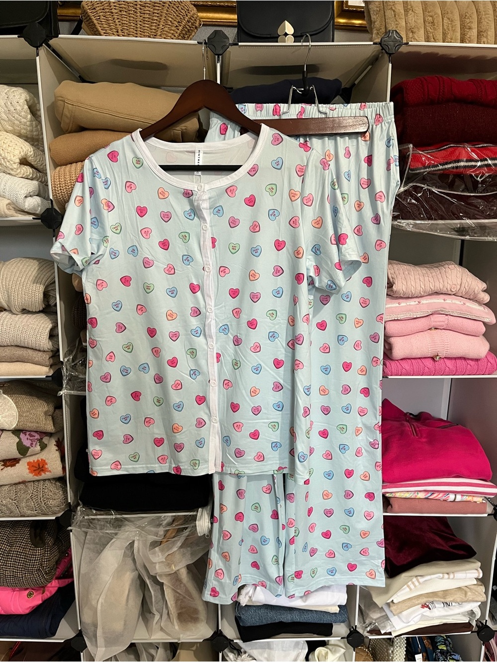 NWT Candy Hearts Valentines Pajama Set